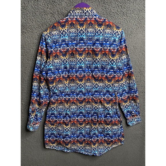 Panhandle Rough Stock western print pearl snap dress Size Small Belt Loops - Picture 15 of 16
